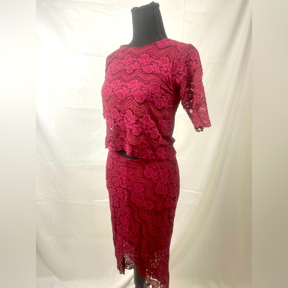 Free People Floral Lace Top and MIDI Skirt Set. Size Small